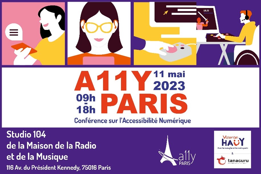 Visuel A11y Paris, 11 mai 2023. de 9h à 18h