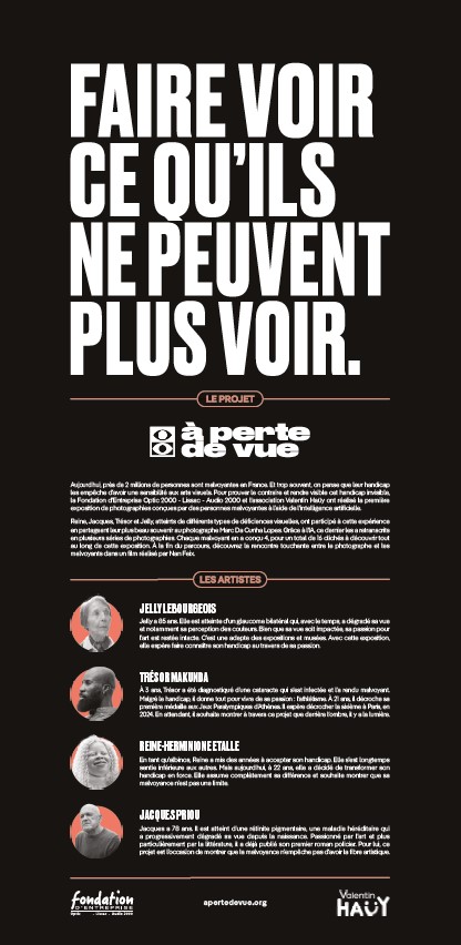 Présentation des 4 témoins malvoyants Jelly Lebourgeois, Reine Herminionne Etalle, jacques Priou et Trésor Makunda.