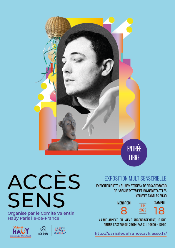 Affiche Accès Sens exposition multisensorielle du 8 au 18 juin  Paris 14éme 