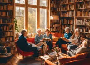 image représentant une personne qui lit un livre à un groupe de personnes