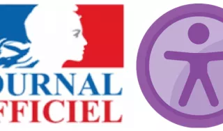 Logo du Journal officiel associé au pictogramme représentant l’accessibilité.