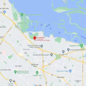 Carte Maps site du GooglePlex siège de la société Google aux USA