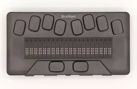 Vue du dessus avec l'afficheur braille et le clavier braille