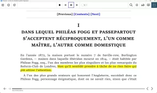 Écran Thorium Reader avec texte dee livre ouvert sans la fenêtre de lecture 