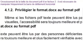 Grossissement de la taille du document pdf d’un facteur 2 : il est nécessaire de manipuler fréquemment la barre de défilement horizontal.