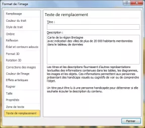 Capture d'écran : Résultats du vérificateur d’accessibilité.