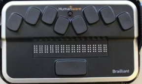 Afficheur braille Brailliant BI14 de HumanWare avec ses 14 cellules de 8 points.