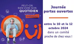 visuel journée portes ouvertes. Texte : peut-on bien vivre son quotidien quand on est malvoyant ? entre le 10 et le 12 octobre 2024 dans un comité proche de chez vous !