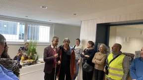 Sylvain Nivard avec Mme la Maire Anne Vignot,Anne Bouchard,MArie Couteret et Mohand Mennouche