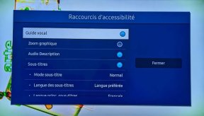 Écran des Raccourcis d'accessibilité