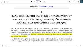 Écran Thorium Reader avec texte dee livre ouvert sans la fenêtre de lecture 