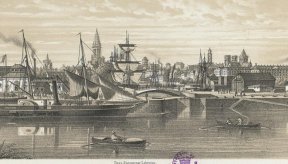 Estampe du port de Caen